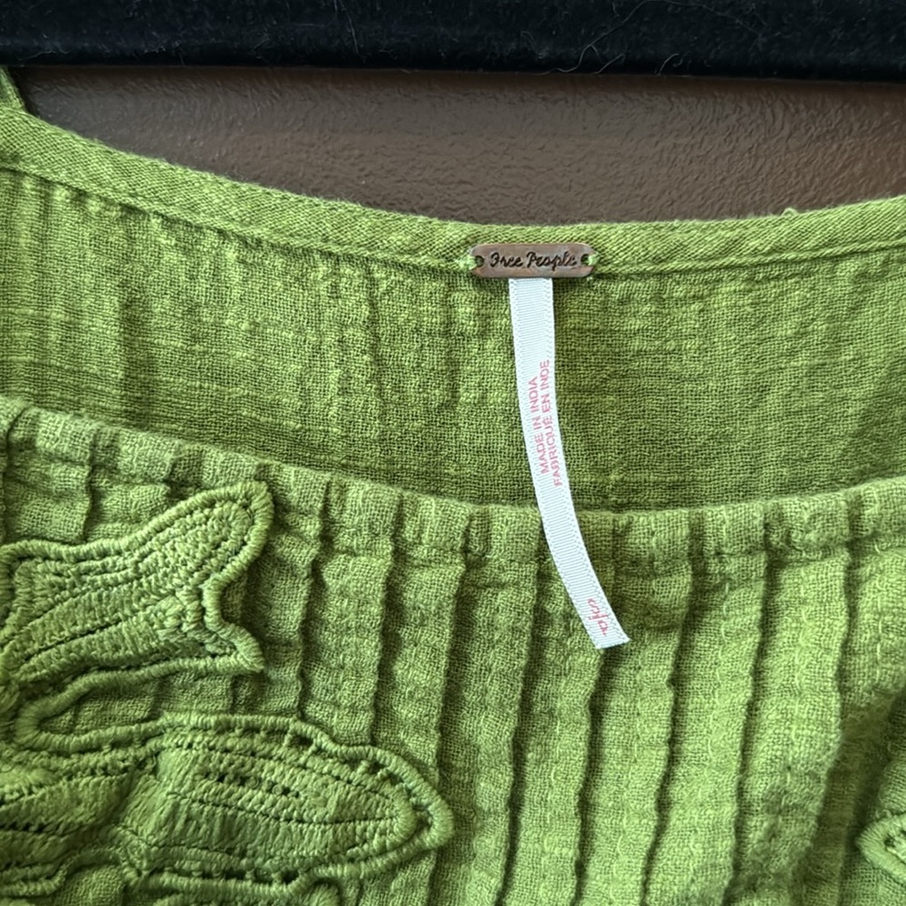 Free People 100% Cotton Green Lace Embellished Dress - Picture 3 of 5